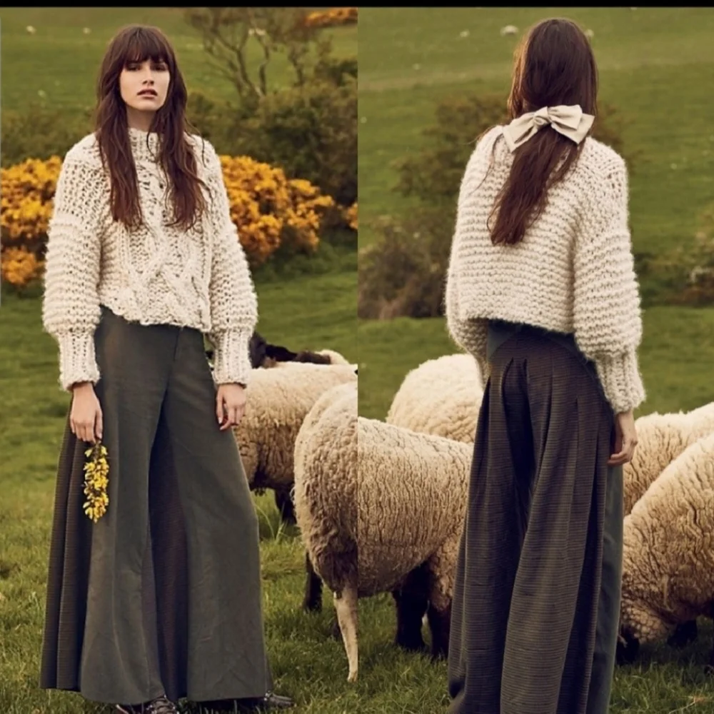 Free People Carina Mixed Menswear Wide Leg Palazzo Pants - Picture 2 of 11